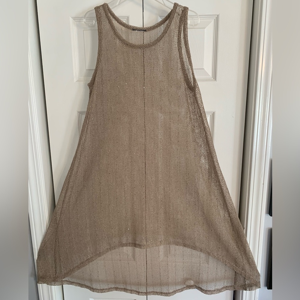 Taupe mesh cover up. Perfect cruise wear!Embellished with sequins throughout. M